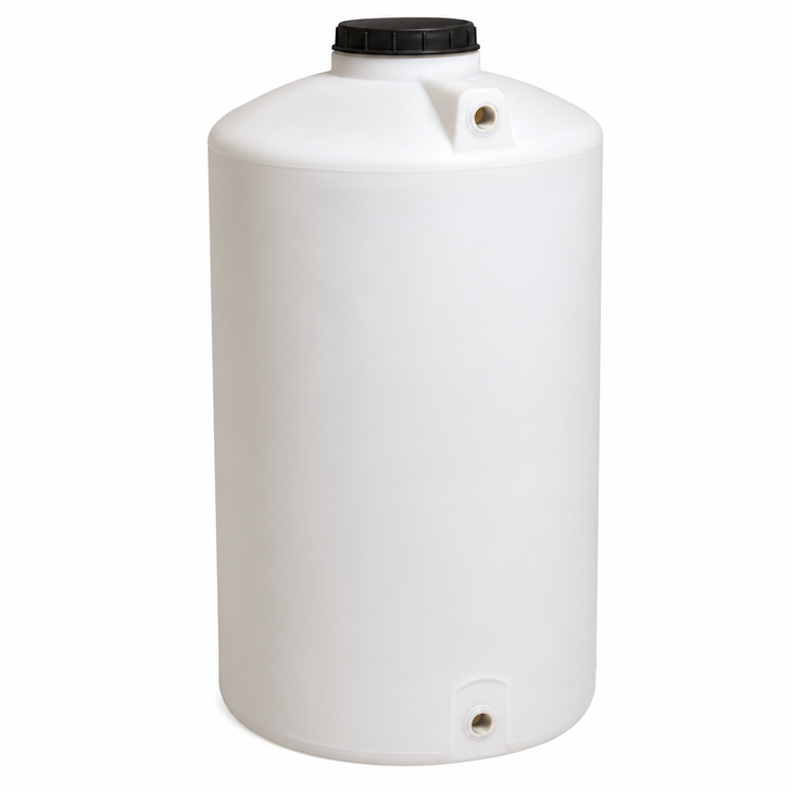 165 gallon plastic vertical water storage tank in blue