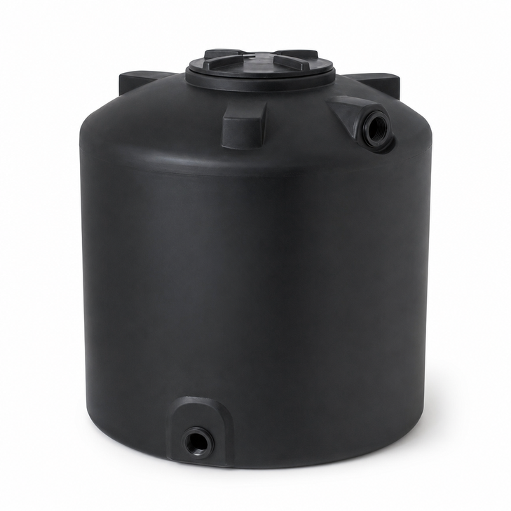 200 gallon plastic vertical water storage tank in black
