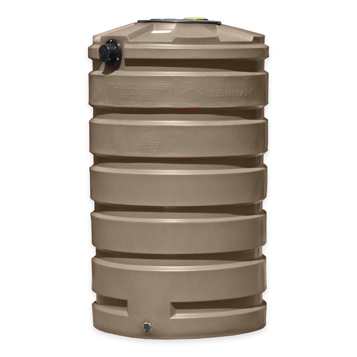 LOCKED - 205 Gallon Plastic Vertical Rainwater Harvesting Tank in Mocha
