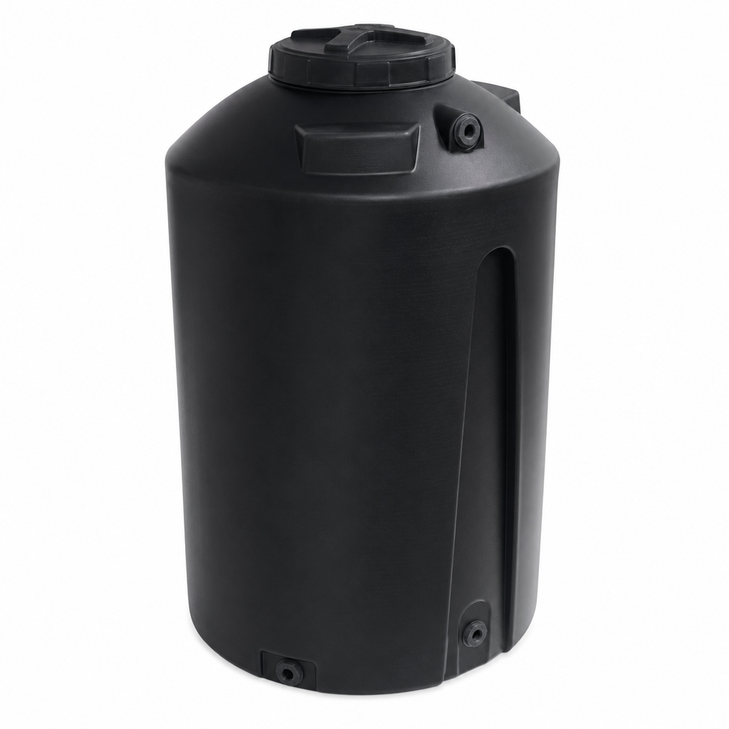 205 gallon plastic vertical water storage tank in black