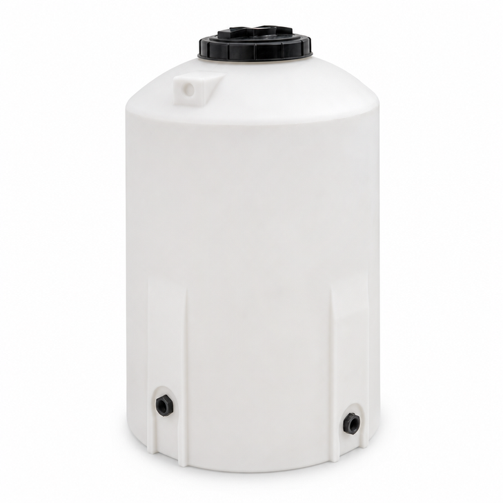 205 gallon plastic vertical water storage tank in dark brown