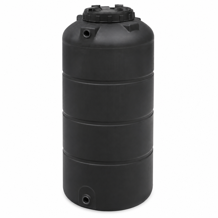 250 gallon plastic vertical water storage tank in black