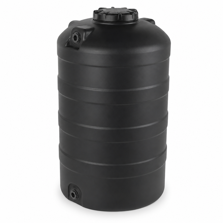 250 gallon plastic vertical water storage tank in black