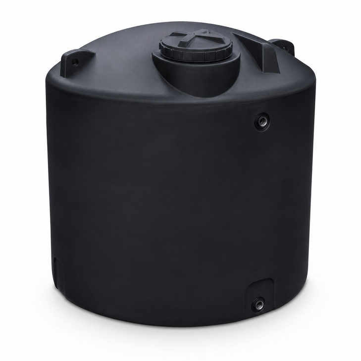 2700 gallon plastic vertical water storage tank in black