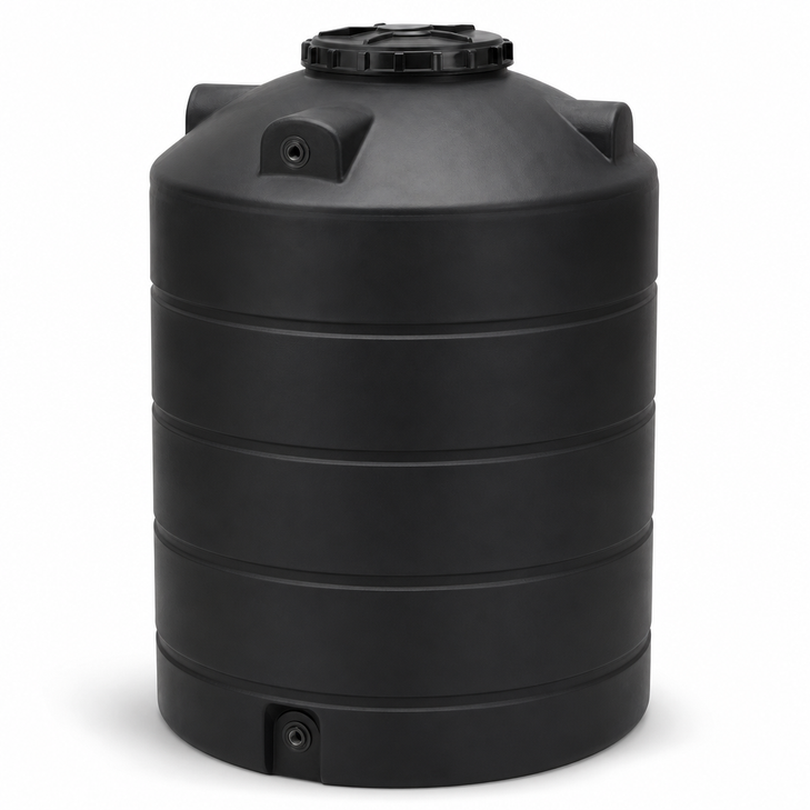 3000 gallon plastic vertical water storage tank in black