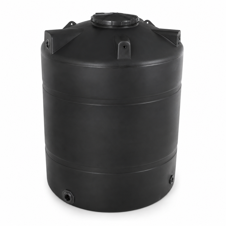 4000 gallon plastic vertical water storage tank in black
