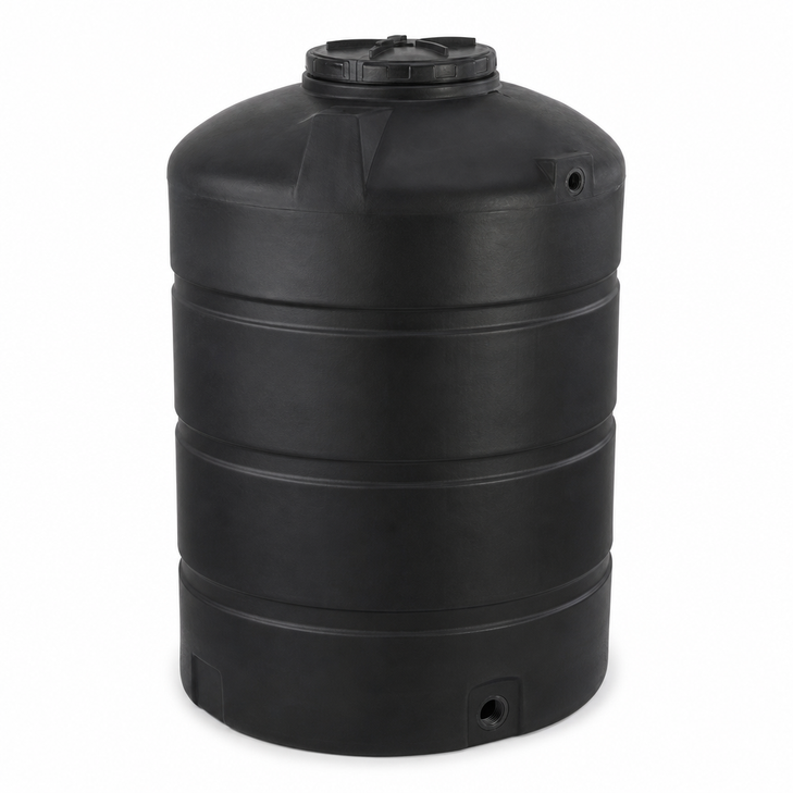 4500 gallon plastic vertical water storage tank in black