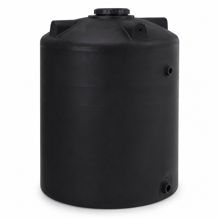 5000 gallon plastic vertical water storage tank in black