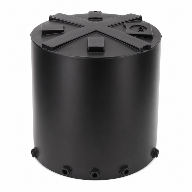 5000 gallon plastic vertical water storage tank in blac drawing true
