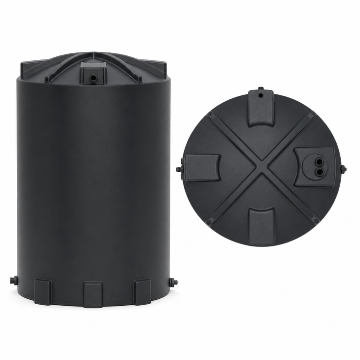 5000 gallon plastic vertical water storage tank in whit drawing true