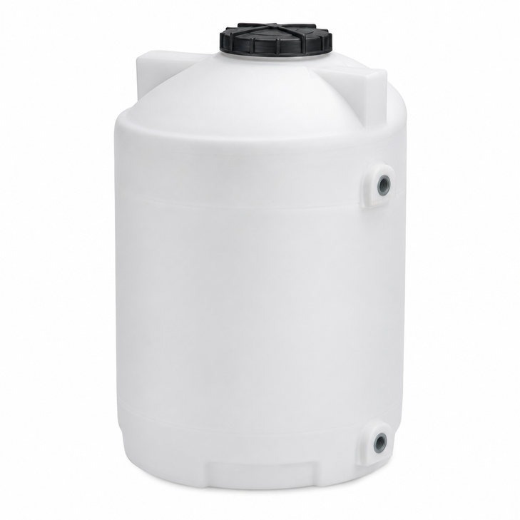 55 gallon plastic vertical water storage tank in white