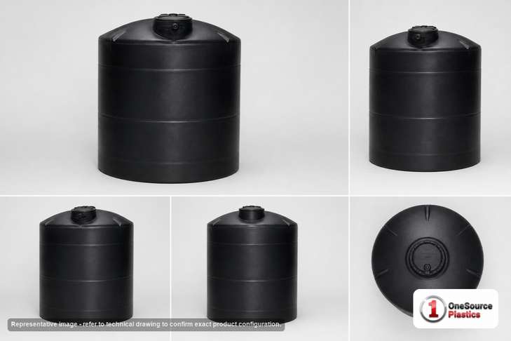 300 Gallon Plastic Water Storage Tank - Black (35" x 89")
