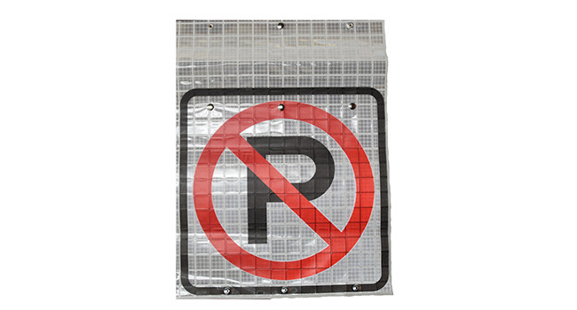 Cone Bar Signs - 18" x 18" Superbright - No Parking Symbol (White)