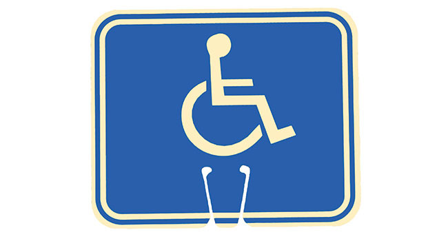 Cone Signs - Handicap Symbol (blue overlay on white) Single-Sided