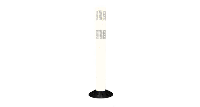 Tubular Surface Mount Delins - 36" Tubular Delineator - White Post - (2)3" White HIP Collars w/black base & pin