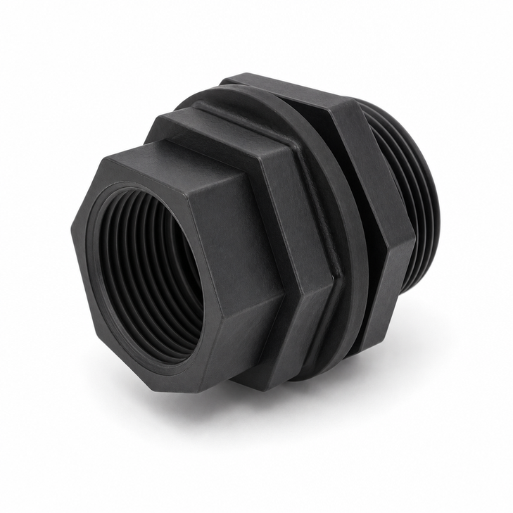 3/4" PP Female NPT Bulkhead Fitting w/ EPDM Gasket - polypropylene