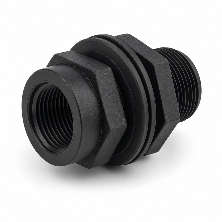 3/4" PP Female NPT Bulkhead Fitting w/ EPDM Gasket - polypropylene