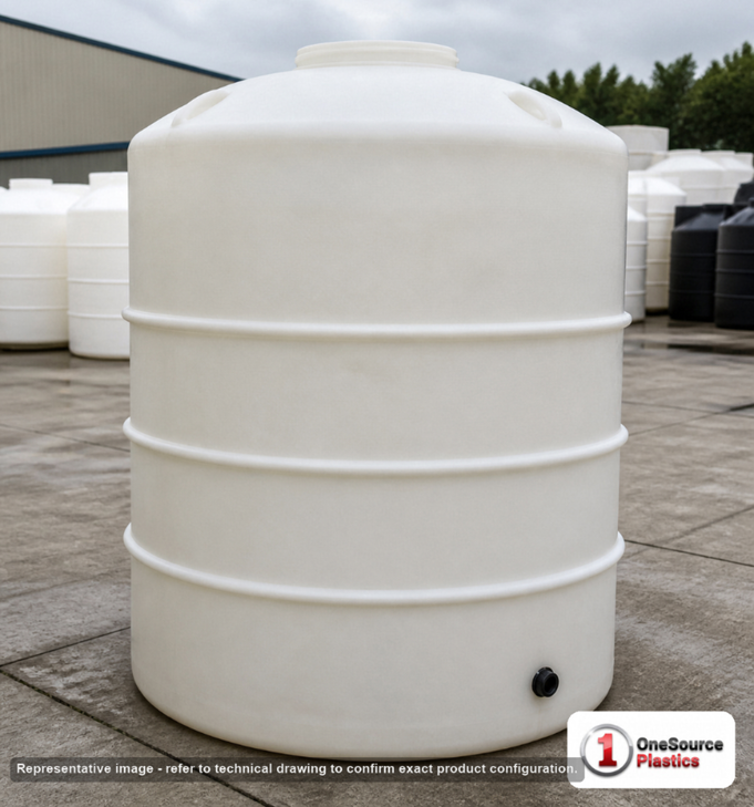 500 Gallon Plastic Water Storage Tank. . Manufacturer part number N-43101. Sold by OneSource Plastics (https://www.onesourceplastics.com).