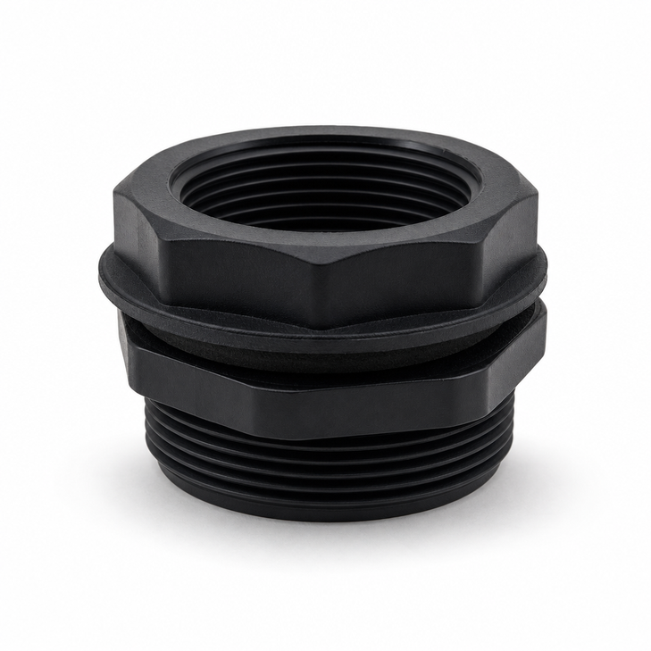 1 1/2" PP Female NPT Bulkhead Fitting w/ EPDM Gasket