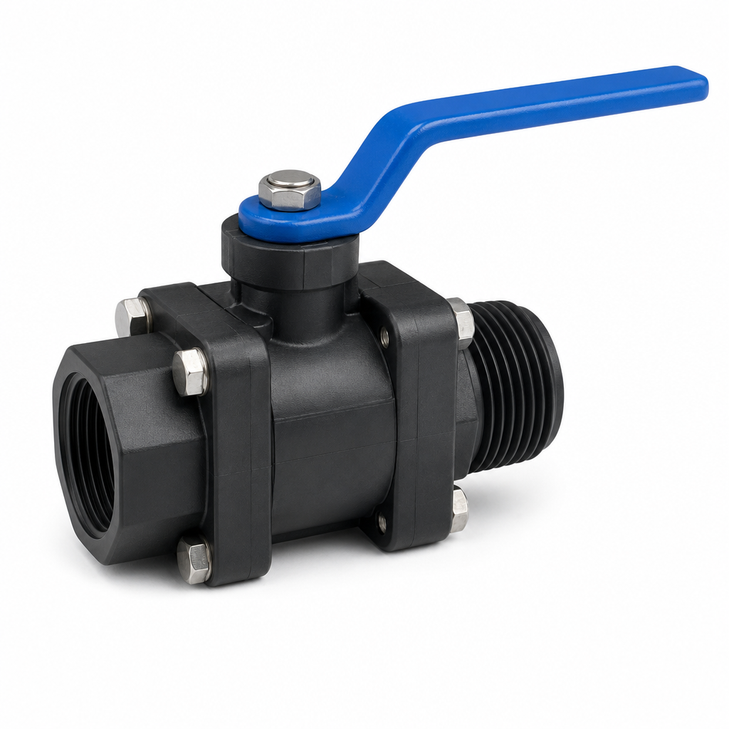 2" Full Port M x F Bolted Ball Valve - polypropylene