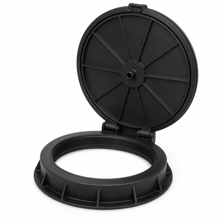 22" Vented Hinged Threaded Tank Manway (Ring Included)
