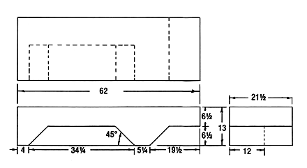 Dimensional spec drawing for Ronco Plastics RV28W - 55 Gallon Light Duty RV Fresh Water Tank