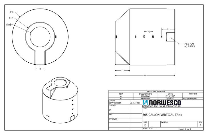 305 Gallon Plastic Water Storage Tank