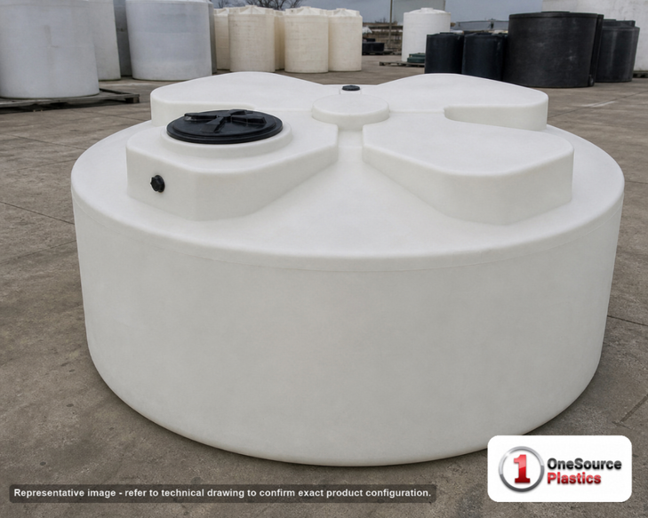 1075 Gallon Plastic Water Storage Tank. . Manufacturer part number N-43804. Sold by OneSource Plastics (https://www.onesourceplastics.com).