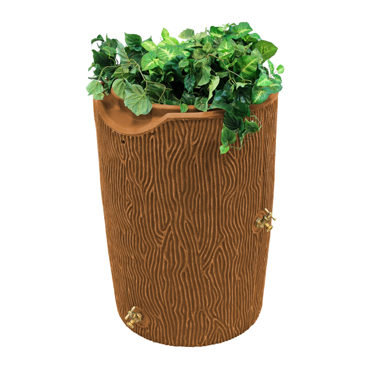 LOCKED - 50 Gallon Impressions Bark Rain Saver Rain Barrel in Terra Cotta
