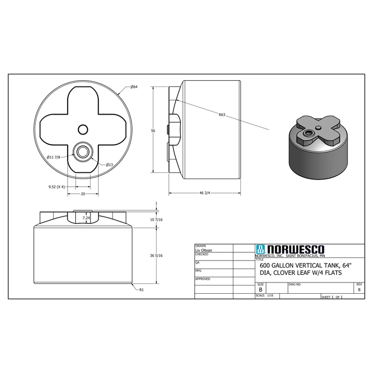 600 Gallon Plastic Water Storage Tank