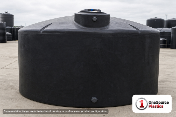 5000 Gallon Plastic Water Storage Tank - Black (141" x 86"). Manufacturer part number N-40943.
