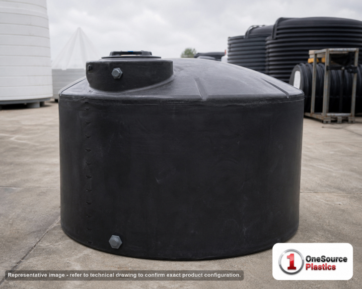 2500 Gallon Plastic Water Storage Tank - Black (95" x 91") #40631. . Manufacturer part number N-40631. Sold by OneSource Plastics (https://www.onesourceplastics.com).