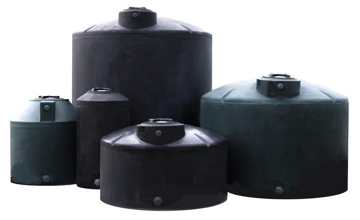 1000 Gallon Plastic Water Storage Tank - Black (64" x 80")