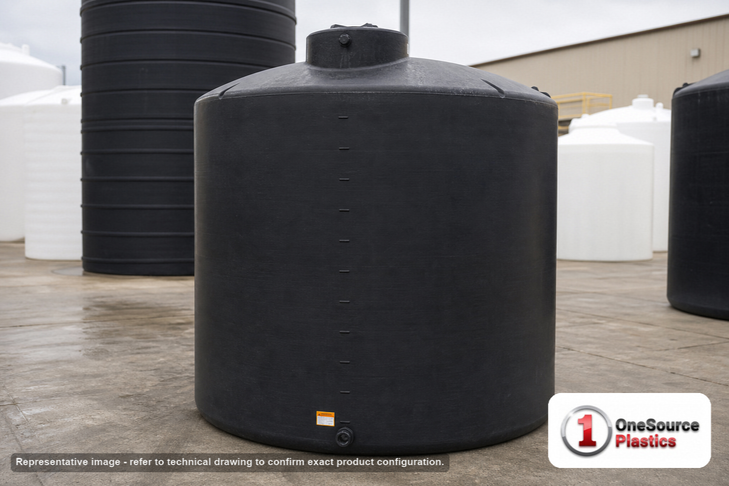3000 Gallon Plastic Water Storage Tank - Black (102" x 93"). Manufacturer part number N-42042.