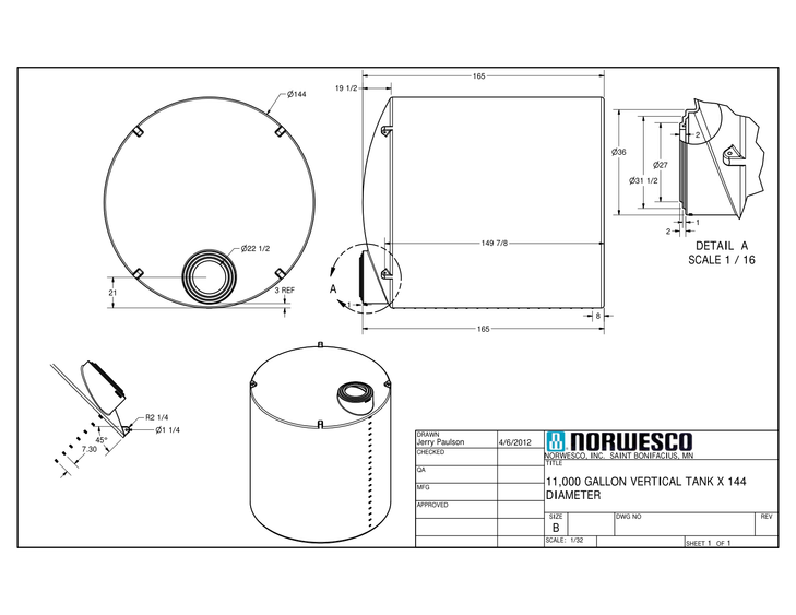 11000 Gallon Plastic Water Storage Tank