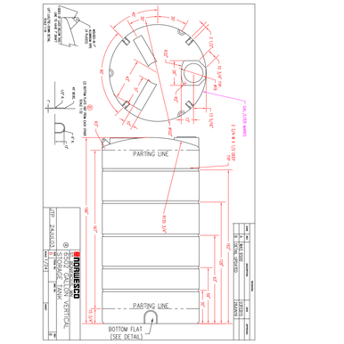 6502 Gallon Vertical Liquid Storage Tank - Technical Drawing