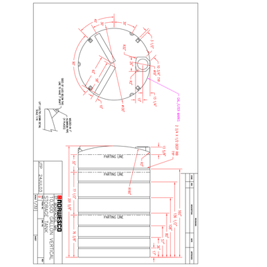 10500 Gallon Vertical Liquid Storage Tank - Technical Drawing
