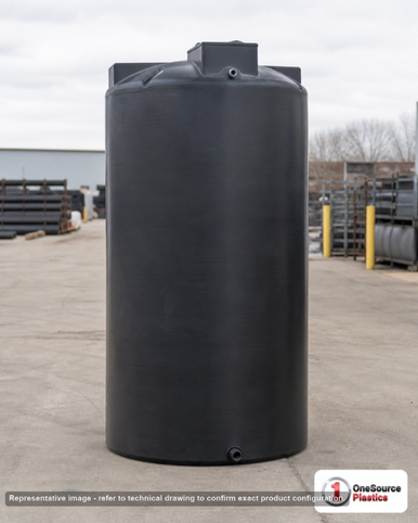 Chem-Tainer 750 Gallon Plastic Vertical Water Storage Tank in Black