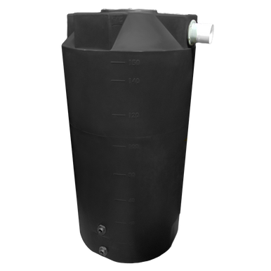 Bushman 150 Gallon Plastic Vertical Rainwater Harvesting Tank in Black