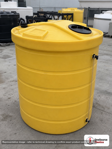 Chem-Tainer 200 Gallon Plastic Vertical Double Wall Waste Oil Tank with Oil Level Gauge in Yellow