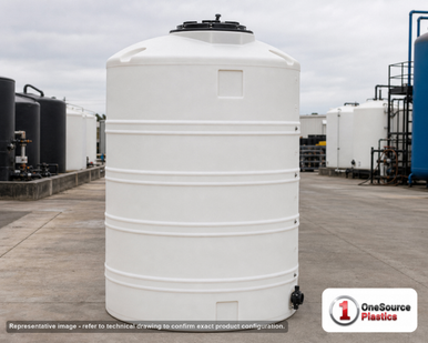 1300 Gallon Plastic Vertical Chemical Storage Tank in White