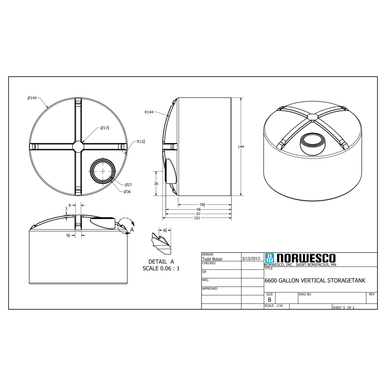 6600 Gallon Plastic Water Storage Tank - Technical Drawing