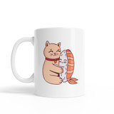 Cat And Sushi Hug Coffee Mug By Vexels