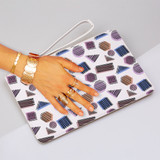 Abstract Shapes Pattern Clutch Bag By Artists Collection
