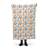 Cute Dogs Playing Pattern Fleece Blanket By Artists Collection