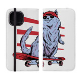 Cool Skateboard Cat iPhone Folio Case By Vexels