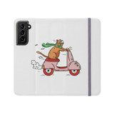 Cat Riding A Scooter Samsung Folio Case By Vexels