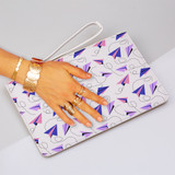 Paper Plane Pattern Clutch Bag By Artists Collection