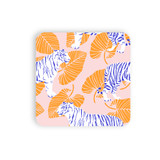 Abstract Tiger Orange Pattern Coaster Set By Artists Collection