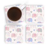 Elephant Rainbow Pattern Coaster Set By Artists Collection